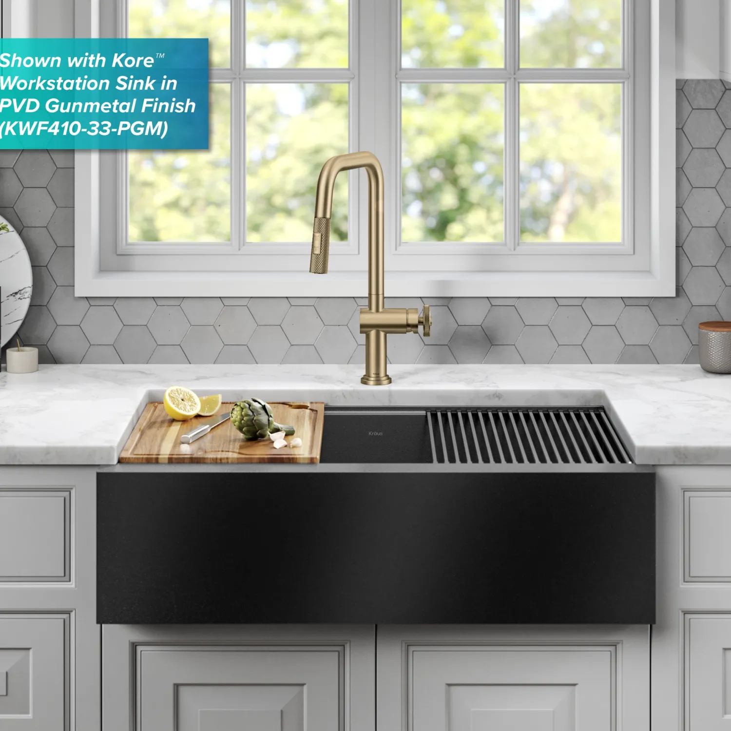 Online Urbix Industrial Pull-Down Single Handle Kitchen Faucet in Brushed Gold Single Hole