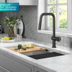 Urbix Industrial Pull-Down Single Handle Kitchen Faucet in Black Stainless Single Hole
