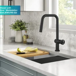 Best Urbix Industrial Pull-Down Single Handle Kitchen Faucet in Matte Black Single Hole