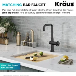 Best Urbix Industrial Pull-Down Single Handle Kitchen Faucet in Matte Black Single Hole