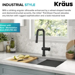 Best Urbix Industrial Pull-Down Single Handle Kitchen Faucet in Matte Black Single Hole
