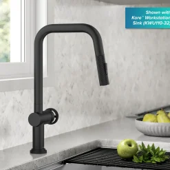 Best Urbix Industrial Pull-Down Single Handle Kitchen Faucet in Matte Black Single Hole