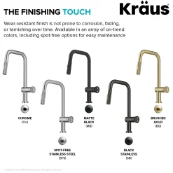 Clearance Urbix Industrial Pull-Down Single Handle Kitchen Faucet in Spot Free Stainless Single Hole