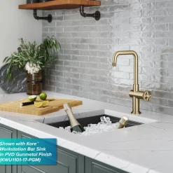 Outlet Urbix Industrial Single Handle Kitchen Bar Faucet in Brushed Gold Single Hole|Bar Faucets