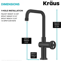 Online Urbix Industrial Single Handle Kitchen Bar Faucet in Matte Black Single Hole|Bar Faucets