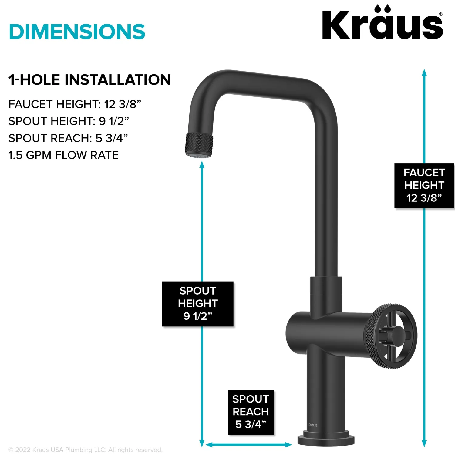 Online Urbix Industrial Single Handle Kitchen Bar Faucet in Matte Black Single Hole|Bar Faucets
