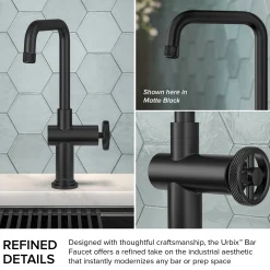 Online Urbix Industrial Single Handle Kitchen Bar Faucet in Matte Black Single Hole|Bar Faucets
