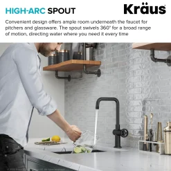 Online Urbix Industrial Single Handle Kitchen Bar Faucet in Matte Black Single Hole|Bar Faucets