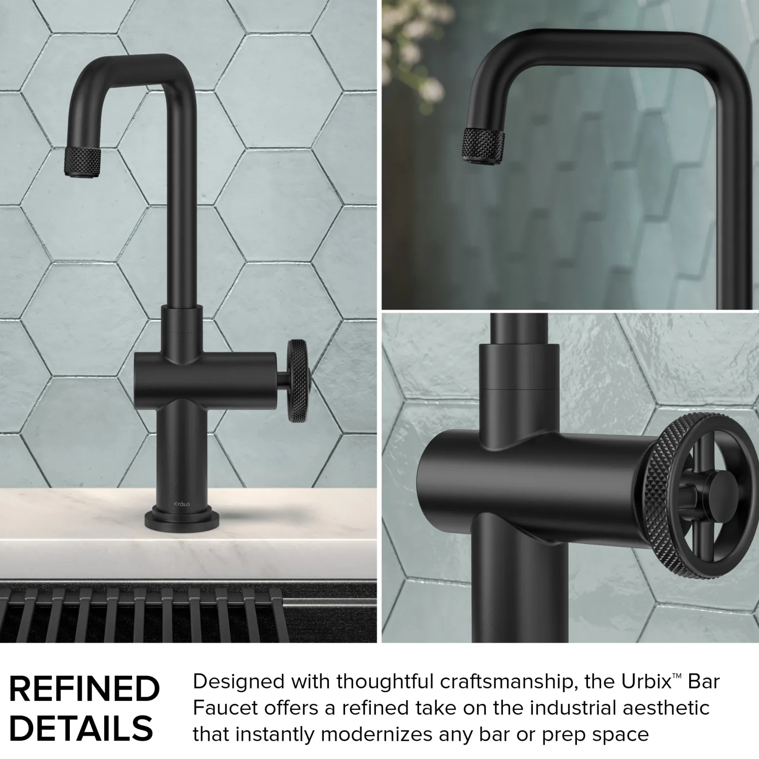 Online Urbix Industrial Single Handle Kitchen Bar Faucet in Matte Black Single Hole|Bar Faucets