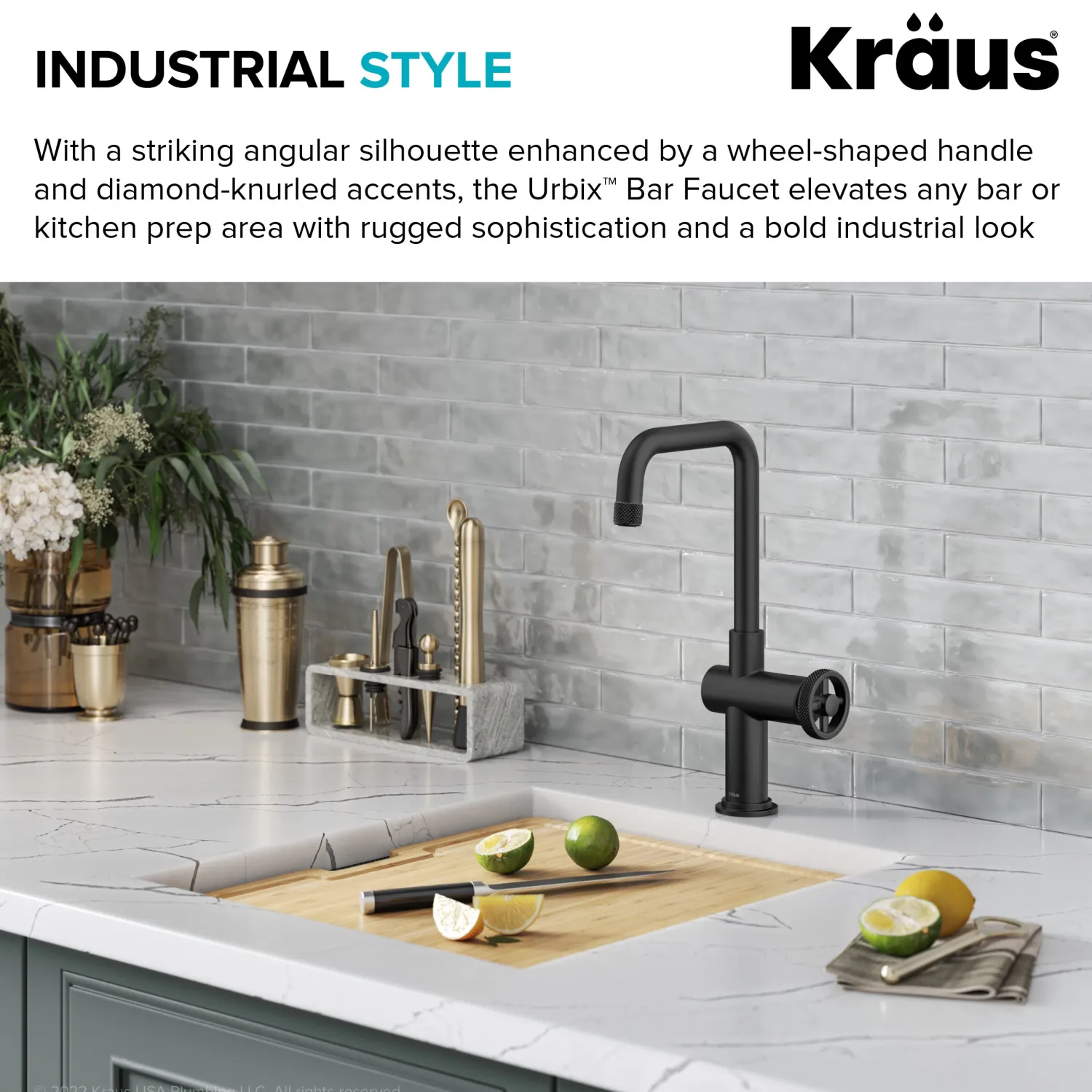 Online Urbix Industrial Single Handle Kitchen Bar Faucet in Matte Black Single Hole|Bar Faucets