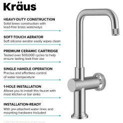 Discount Urbix Industrial Single Handle Kitchen Bar Faucet in Stainless Single Hole|Bar Faucets