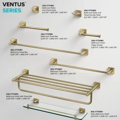 Best Ventus Bathroom Shelf with Towel Bar, Brushed Gold Finish Towel Rings|Towel Bars