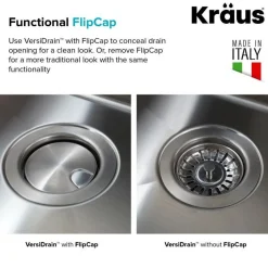 Sale VersiDrain Assembly with FlipCap ST-4 Sink Drains, Disposer Flanges & Air Gaps