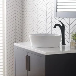 New Viva 15.75 Inch Round Porcelain Ceramic Vessel Bathroom Sink Above Counter / Vessel Sinks