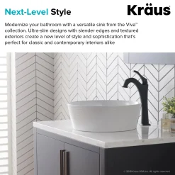 New Viva 15.75 Inch Round Porcelain Ceramic Vessel Bathroom Sink Above Counter / Vessel Sinks