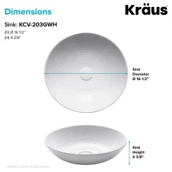 Outlet Viva 16.5 Inch Round White Porcelain Ceramic Vessel Bathroom Sink Above Counter / Vessel Sinks