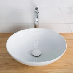 Outlet Viva 16.5 Inch Round White Porcelain Ceramic Vessel Bathroom Sink Above Counter / Vessel Sinks