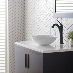 New Viva 13 Inch Round White Porcelain Ceramic Vessel Bathroom Sink Above Counter / Vessel Sinks