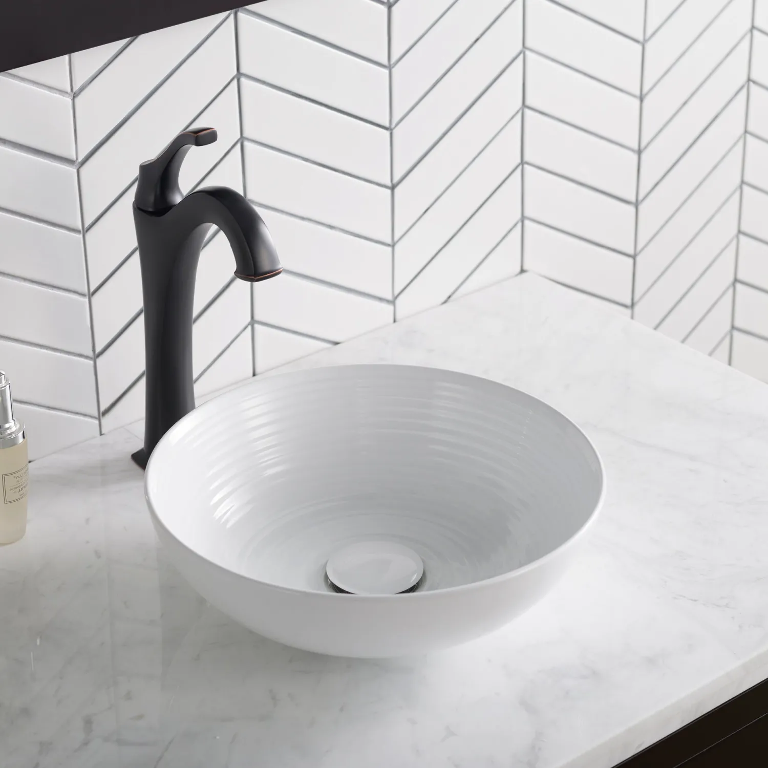 New Viva 13 Inch Round White Porcelain Ceramic Vessel Bathroom Sink Above Counter / Vessel Sinks