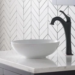 New Viva 13 Inch Round White Porcelain Ceramic Vessel Bathroom Sink Above Counter / Vessel Sinks