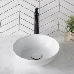 New Viva 13 Inch Round White Porcelain Ceramic Vessel Bathroom Sink Above Counter / Vessel Sinks
