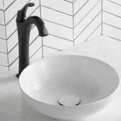 New Viva 13 Inch Round White Porcelain Ceramic Vessel Bathroom Sink Above Counter / Vessel Sinks