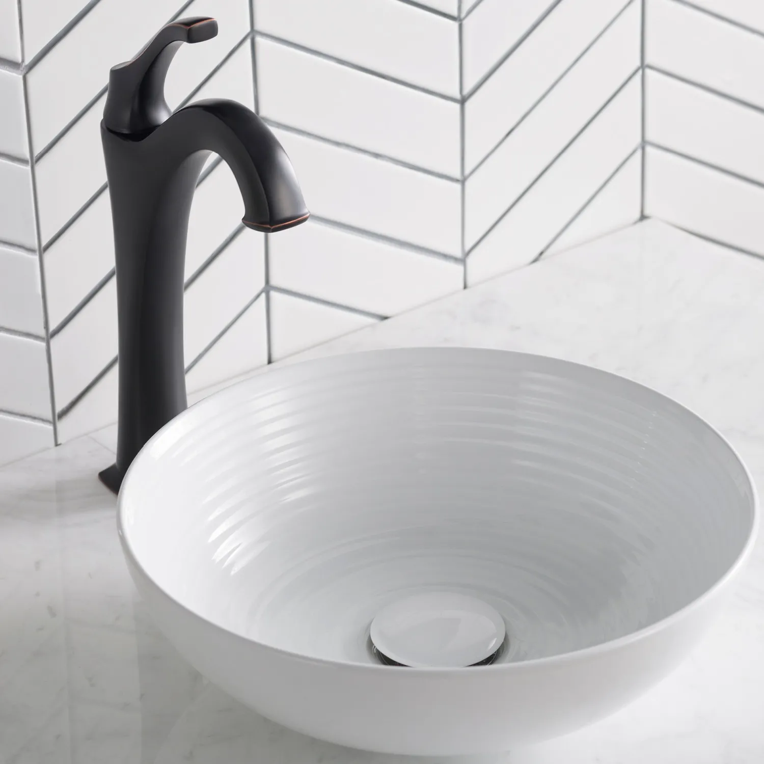 New Viva 13 Inch Round White Porcelain Ceramic Vessel Bathroom Sink Above Counter / Vessel Sinks