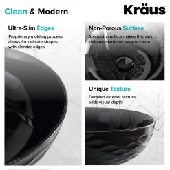 Viva Round Black Porcelain Ceramic Vessel Bathroom Sink with Pop-Up Drain Above Counter / Vessel Sinks