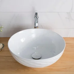 Sale Viva Round Porcelain Ceramic Vessel Bathroom Sink Above Counter / Vessel Sinks