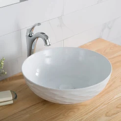 Sale Viva Round Porcelain Ceramic Vessel Bathroom Sink Above Counter / Vessel Sinks