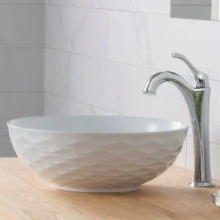 Sale Viva Round Porcelain Ceramic Vessel Bathroom Sink Above Counter / Vessel Sinks