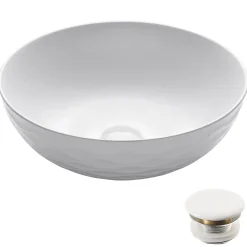 Clearance Viva Round White Porcelain Ceramic Vessel Bathroom Sink with Drain Above Counter / Vessel Sinks