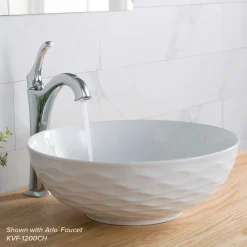 Clearance Viva Round White Porcelain Ceramic Vessel Bathroom Sink with Drain Above Counter / Vessel Sinks