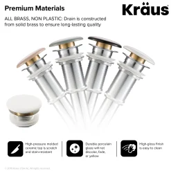 Clearance Viva Round White Porcelain Ceramic Vessel Bathroom Sink with Drain Above Counter / Vessel Sinks