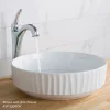 Clearance Viva Round White Porcelain Ceramic Vessel Bathroom Sink with Pop-Up Drain, 15 3/4D x 4 3/4H Above Counter / Vessel Sinks