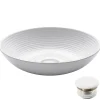 Best Viva Round White Porcelain Ceramic Vessel Bathroom Sink with Pop-Up Drain, 16 1/2D x 4 3/8H Above Counter / Vessel Sinks