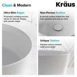 Discount Viva Round White Porcelain Ceramic Vessel Bathroom Sink with Pop-Up Drain, 15 3/4D x 5 3/8H Above Counter / Vessel Sinks