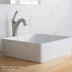 Best Viva Square White Porcelain Ceramic Vessel Bathroom Sink Above Counter / Vessel Sinks