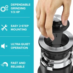 Outlet WasteGuard High-Speed 1/3 HP Continuous Feed Ultra-Quiet Motor Garbage Disposal Garbage Disposals & Parts
