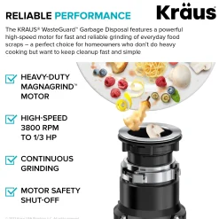 Outlet WasteGuard High-Speed 1/3 HP Continuous Feed Ultra-Quiet Motor Garbage Disposal Garbage Disposals & Parts