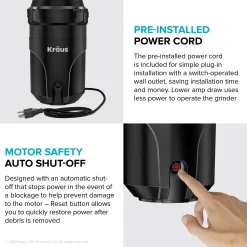 Outlet WasteGuard High-Speed 1/3 HP Continuous Feed Ultra-Quiet Motor Garbage Disposal Garbage Disposals & Parts