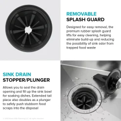 Outlet WasteGuard High-Speed 1 HP Continuous Feed Ultra-Quie Garbage Disposal with Power Cord - Flange Included Garbage Disposals & Parts