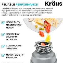 Online WasteGuard High-Speed 3/4 HP Continuous Feed Ultra-Quiet Garbage Disposal with Power Cord - Flange Included Garbage Disposals & Parts