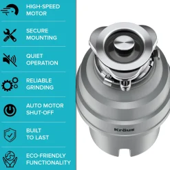Online WasteGuard High-Speed 3/4 HP Continuous Feed Ultra-Quiet Garbage Disposal with Power Cord - Flange Included Garbage Disposals & Parts