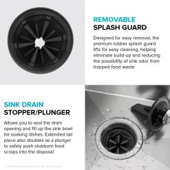 Online WasteGuard High-Speed 3/4 HP Continuous Feed Ultra-Quiet Garbage Disposal with Power Cord - Flange Included Garbage Disposals & Parts