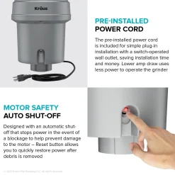 Online WasteGuard High-Speed 3/4 HP Continuous Feed Ultra-Quiet Garbage Disposal with Power Cord - Flange Included Garbage Disposals & Parts