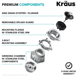 Online WasteGuard High-Speed 3/4 HP Continuous Feed Ultra-Quiet Garbage Disposal with Power Cord - Flange Included Garbage Disposals & Parts