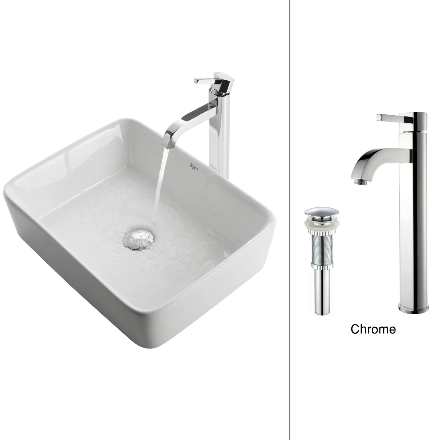 Discount White Rectangular Ceramic Sink and Ramus Faucet Sink And Faucet Combos|Above Counter / Vessel Sinks