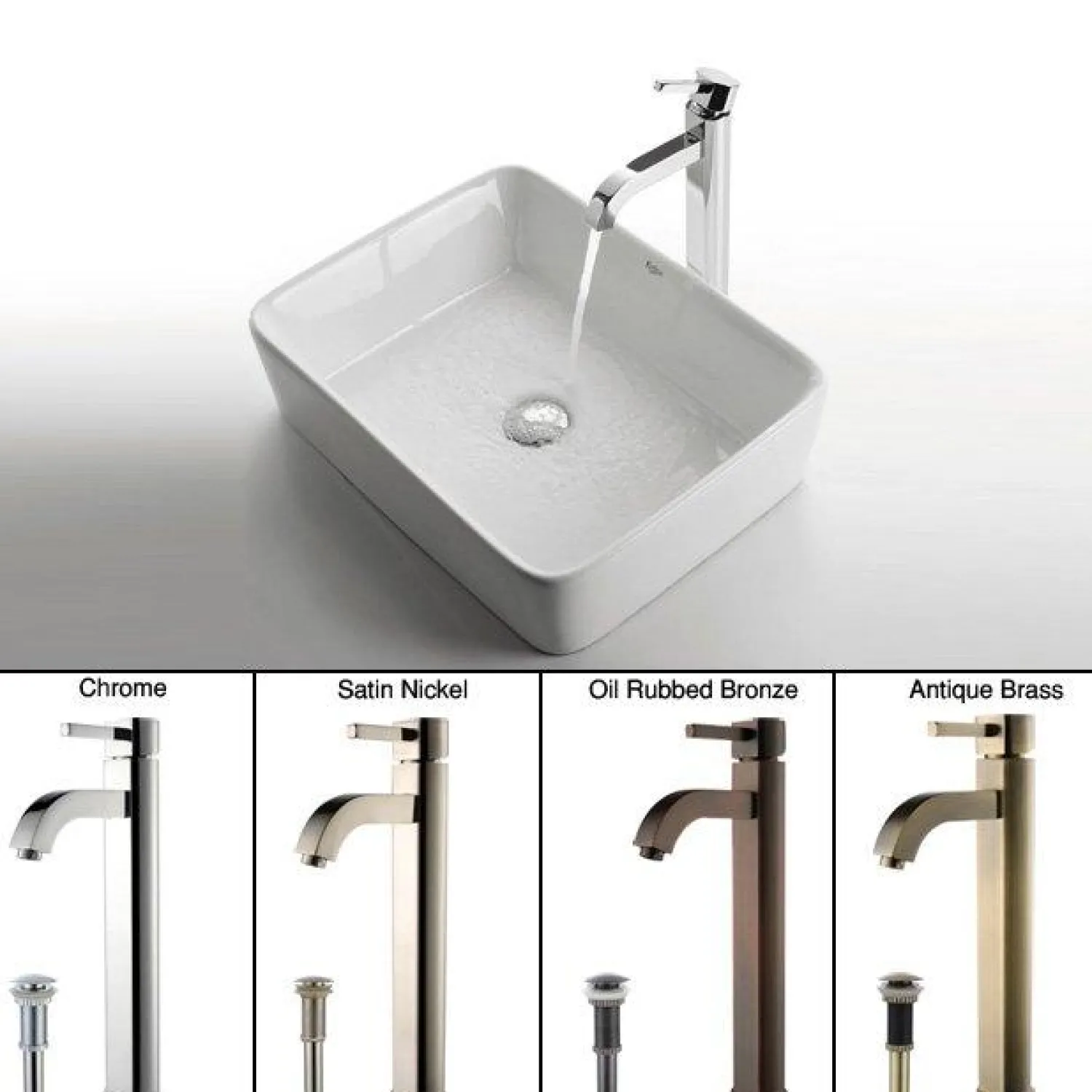 Discount White Rectangular Ceramic Sink and Ramus Faucet Sink And Faucet Combos|Above Counter / Vessel Sinks