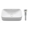 Best White Rectangular Ceramic Bathroom Sink with Pop Up Drain Above Counter / Vessel Sinks